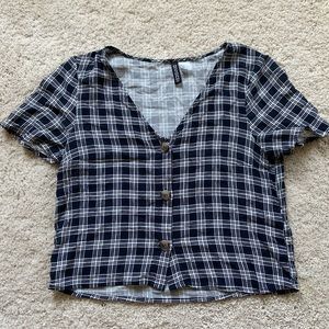 Cute Divided Plaid Top